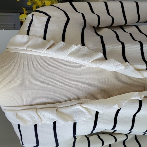 TALBOTS, striped cream, and black. Little ruffle. Size medium P. Lightwei… - Picture 2 of 9